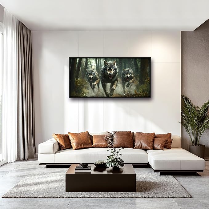 Forests Wolf Large Decor Wall Art Wolves Framed Pictures for Living Room, Animal Oversized Canvas Print Painting Modern Extra Large Framed Artwork for Bedroom Office Home Decor 60"x30"