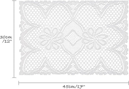 Jayla 2 Pcs Rectangle Lace Placemats for Tables Embroidered Lace Tablemats Vintage Crochet Floral Table Runner Vintage Wedding, Tea Party Decor,12x17 Inch