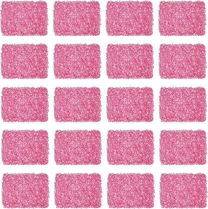 LOYALHEARTDY 20 PCS Artificial Flower Wall Panel 24" x 16" Faux Flowers Wall Decoration Pink Hydrangea Flower Panels Wall for Home Party Wedding Christmas Festival Photo Backgdrop Decor