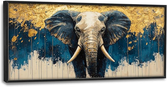 Elephant Large Wall Art Elephant Big Pictures Wall Decor Wild Animals Above Over Bed Canvas Prints Painting Framed Artwork Decoration for Bedroom Living Room Bathroom Office 60"x30"