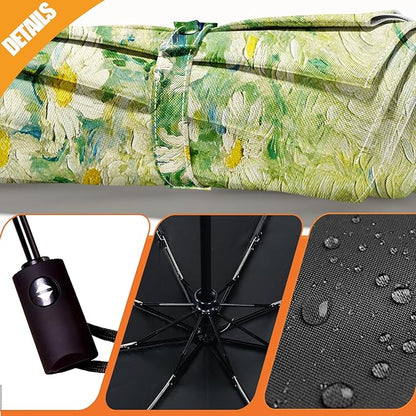 Small Compact Travel Automatic Folding Umbrella for Women, Portable Lightweight, Rain, Wind, UV Sun Shade