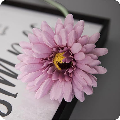 12pcs Artificial Gerbera Daisies,22 Inch Long Stem Silk Daisy Flowers,Realistic Artificial Flower Mums for Home Décor Centerpiece Wreath Supplies Wedding Bouquet,Elegant Purple
