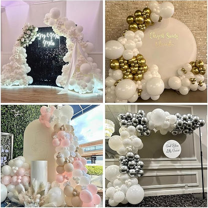 Togvu White Balloons Different Sizes, 123 Packs Matte White Balloons, Pack of 18 12 10 5 Inch White Balloons Garland Arch Kit for Birthday Wedding Baby Shower Party Decorations