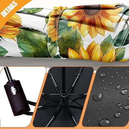 Small Compact Travel Automatic Folding Umbrella for Women, Portable Lightweight, Rain, Wind, UV Sun Shade