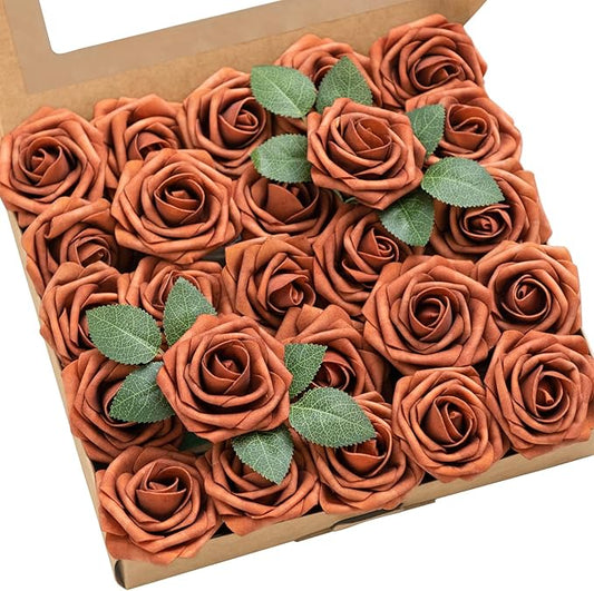 Ling's Moment Artificial Rose Flowers 50pcs Foam Roses w/Stem for DIY Wedding Bouquets Centerpieces Bridal Shower Party Home Decorations (Regular 3/50pcs'')
