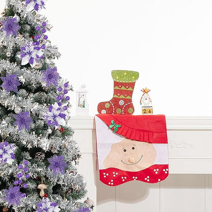 24Pcs Christmas Poinsettia Artificial Flowers and Glitter Berries Kit, 2 Styles Total 16Pcs Christmas Tree Flowers Ornaments, 8Pcs Christmas Tree Picks for Wedding Holiday Decorations, Purple