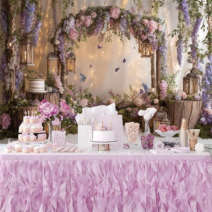 Baocicco Purple Flowers Wall Backdrop 10x7ft Rustic Style Wooden Arch Door Butterfly Background Photography Rural Wedding Baby Shower Birthday Party Banner Supplies Anniversary Decorations Props