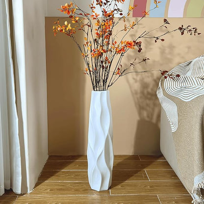 Floor Vase, GDSZJLJ 24 Inches Tall Ceramic White Large Decorative Vases for Modern Home Decor, Living Room, Minimalist Style Flower Vase for Pampas Grass, Flowers, Twigs, Office, Bedroom Décor