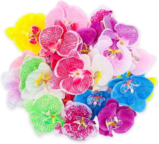 Orchid Petals, 24PCS Artificial Orchids Artificial Flower Heads, Faux Silk Phalaenopsis Butterfly Flower Heads, OrchidIing Petals Artificial Decorations Wedding Party Orchids Heads ﻿