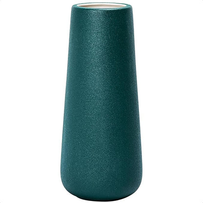 D'vine Dev 11 Inch Ceramic Flower Vase Textured Finishing, Minimalist Design for Kitchen, Bedroom, Living Room, Centerpieces, Office, Emerald Sandstone, VS-XH-C-2