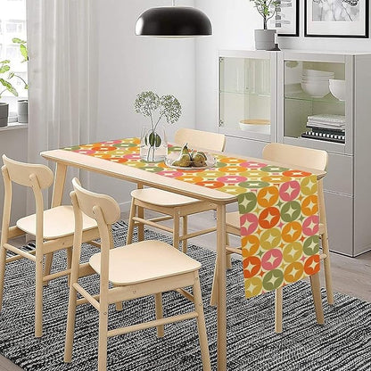 Mid Century Table Runner, Flag Retro Atomic Starburst 1950s Abstract Geometric Space Tabletop Decoration for Home Kitchen Restaurant Table Flag 13x90 Inch