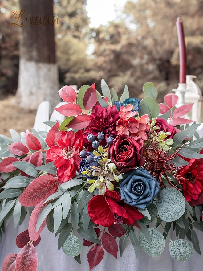 9FT Wedding Arch Flower Garland, Handmade Wedding Table Decorations,Head Table Floral Decor for Noble and Charming Wedding Ceremony