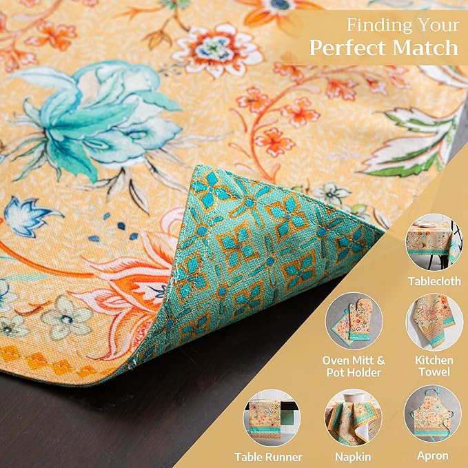 Maison d' Hermine Placemats Set of 4 100% Cotton Washable Cloth Place Mats, Reusable Table Mats for Kitchen Dining Decoration, Party, Wedding, Restaurant Spring/Summer (Luxury Loft - Peach, 13" x 19")