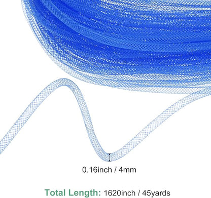Mesh Tube Ribbon 45 Yards, 4mm Elastic Fabric Ribbons Mesh Tubing for Crafts/Gift Wrapping/Flower Bouquets/Wedding/Birthday/Holiday/Wreaths Christmas/Decoration[Blue]