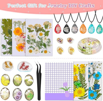 102 PCS Dried Flowers for Resin Molds, Natural Dried Pressed Flower Leaves Bulk for Jewelry Making Kit Real Dry Herbs for Scrapbooking, Candle, Soap Making, Nail Décor, Art Supplies,Tweezers Included