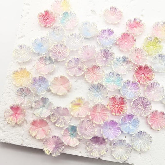 50Pcs Gradient 5 Petal Flower Beads for Jewelry Making Colorful Flower Beads for Bracelets Kit 9.6mm Acrylic Flowers Bead Pretty Aesthetic Floral Spacer Bead for Crafts Keychain Earring Necklace