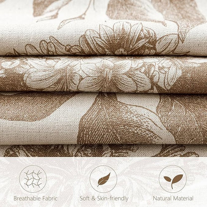 Foindtower Set of 2 Linen Floral Vintage Throw Pillow Covers Neutral Accent Decorative Cushion Covers Farmhouse Boho Home Decor for Sofa Chair Couch Bedroom Living Room,18×18 Inch,Light Brown