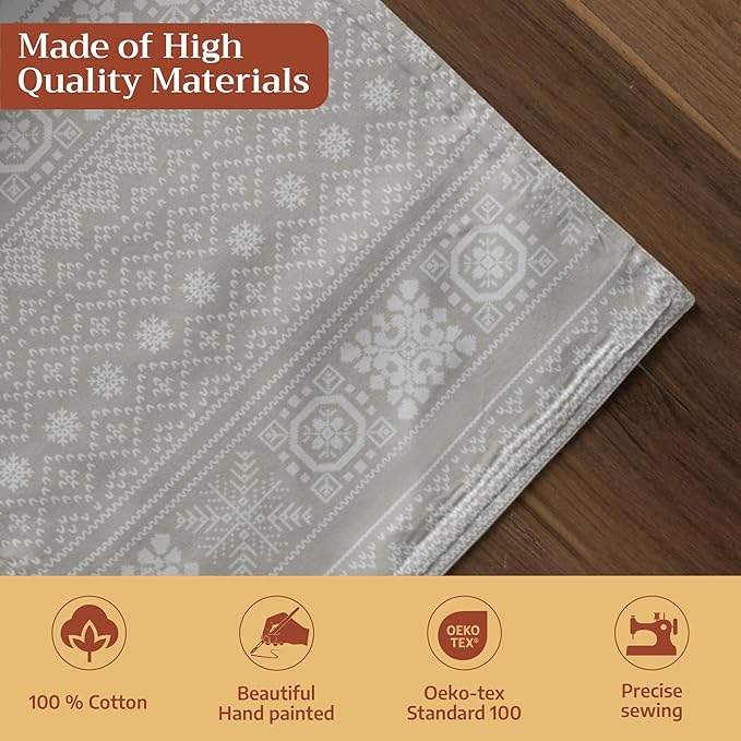 Maison d' Hermine Table Runner 100% Cotton Single Layer Table Runners 48 inches Long for Thanksgiving Christmas Decorations Home Kitchen Dining Party Wedding (Cozy Christmas, 14.5" x 48")