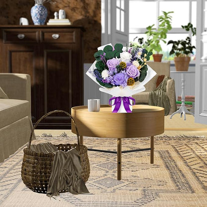 Perfectione Roses 4 Roses Mixed Bouquet for Mother's Day, Flowers for Delivery, Preserved Flowers Birthday Gift for Women Mom Wife Grandma Her, Light Purple
