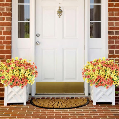 AmyHomie 16 Bundles Artificial Flowers for Outdoor Outside Summer Fall Decoration UV Resistant Faux Flowers No Fade Fake Plastic Plants Garden Porch Window Box Decorating