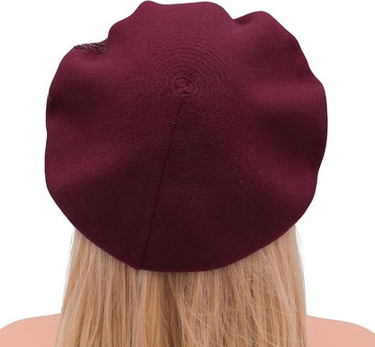 Winter Women French Beret Hat Kaschmir Solid Color Knitted Berets