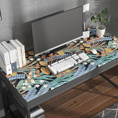 Boho Floral Peel and Stick Wallpaper Vintage Botanical Wallpaper, Self Adhesive Wall Mural 17.5" x 118" Tropical Rainforest Wall Paper for Bedroom Walls Cabinet (Black, Orange, Blue)