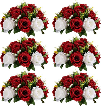 Sziqiqi Red Fake Flowers for Wedding Centerpiece Kissing Flower Balls for Tables Flower Centerpieces Arrangement for Party Road Lead