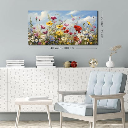 Flower Wall Art for Bedroom Teen Girl Colorful Artwork for Wall Floral Wall Decor for Living Room Ready to Hang 20 x 40 Inch