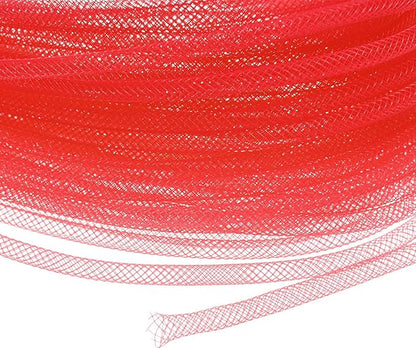 Mesh Tube Ribbon 45 Yards, 4mm Elastic Fabric Ribbons Mesh Tubing for Crafts/Gift Wrapping/Flower Bouquets/Wedding/Birthday/Holiday/Wreaths Christmas/Decoration[Persian Red]