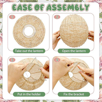10 Pcs 8-Inch Neutral Boho Paper Lanterns | Rustic Burlap Print Hanging Decor for Wedding, Bridal Baby Shower, Dorm Room, All-Season Home Patio