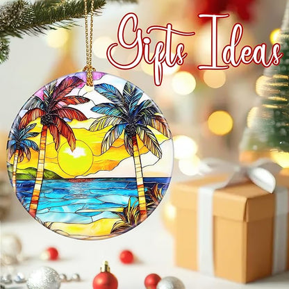 Christmas Ornaments: Christmas Tree Decorations, Beach Sunset Holiday Decor, Stocking Stuffers, Gift Ideas, Xmas Gift, Summer Vibes Gifts & Gifts for Beach Lover