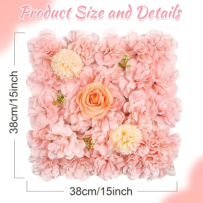 YOUMEHOME Flower Wall Backdrop Artificial Flowers - 5ftx3.74ft Flower Wall Floral Wall Panels for Wedding Backdrop - Home Party - Baby Shower Decoration