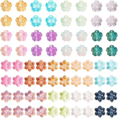 Craftdady 120pcs Flower Spacer Beads Floral Glass Beads Colorful Cute Bracelet Beads Handmade Craft Beads 13mm Earring Loose Beads for DIY Necklace Jewelry Making