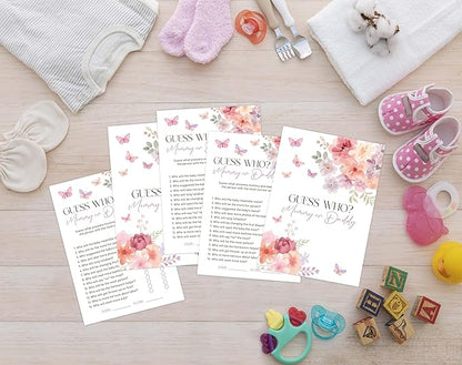 Baby in Bloom Baby Shower Games, Floral Guess Who Mommy or Daddy Game for 30 Guests with Game Cards, Gender Reveal, Baby Shower Supplies & Decorations (DV19)