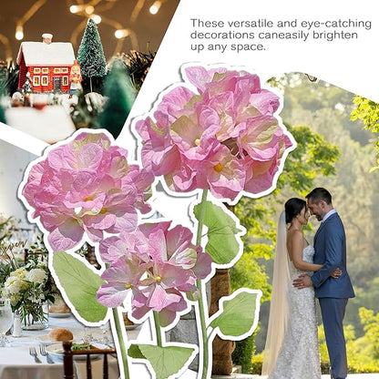 3Pcs Giant Artificial Flowers, Fake Hydrangea Decorations, for Wedding Baby Shower Birthday Christmas Party Banquet Backdrop Shop Window Display Props (Pink)