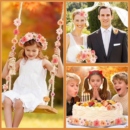 Faux Flower Heads Mini Orange Artificial Flower Heads Fake Peony Daisy Rose Flowers Multicolor Small Silk Daisy Flower Heads for Craft Garland Wedding Party DIY Home Decoration,2-4 cm