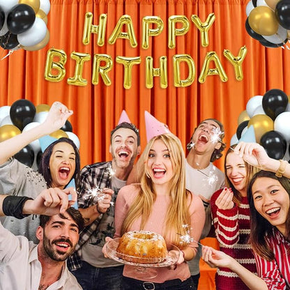 10 x 10 Feet Orange Backdrop Curtain for Partie, Background Curtains for Photoshoot, Birthday, Wedding, Halloween, Thanksgiving, Christmas, New Year Party Decorations 5Ft x 10Ft, 2 Panels