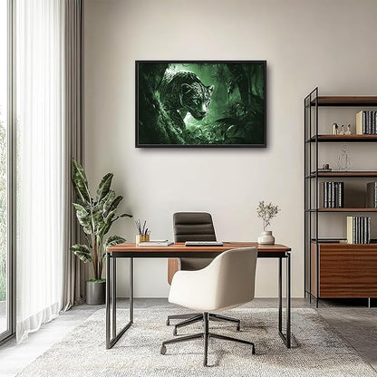 Forest Leopard Large Decor Framed Wall Art Animal Pictures for Living Room, Oversized Canvas Print Painting Modern Extra Large Framed Artwork for Bedroom Office Home Decor 36"x24"
