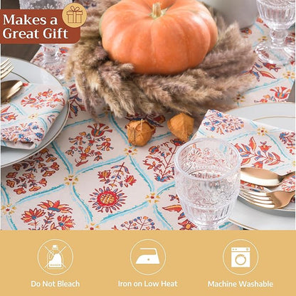 Maison d' Hermine Table Runner 100% Cotton Double Layer Table Runners 108 inches Long for Thanksgiving Christmas Decorations Home Kitchen Dining Party Wedding (Romane, 14.5" x 108")