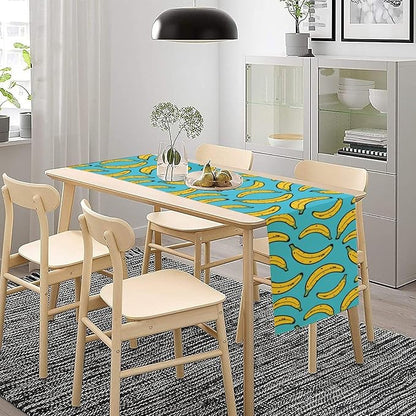 Banana Table Runner, Kitchen Dining Table Decor, Watercolor Tropical Fruit Palm Leaves Table Runners for Indoor Outdoor Home Farmhouse Holiday Wedding Birthday Party Decoration, 13 x90 Inch