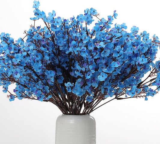 6PCS Artificial Baby Breath Flowers Fake Silk Real Touch DIY Floral Bouquets Decor Wedding Party Decoration Arrangements(Blue)