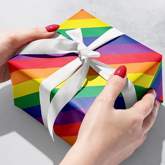 Jillson Roberts Bulk Gift Wrap, Everyday Gift Wrapping Supplies, Rainbow Stripe, Full Ream 833 feet x 24 inches