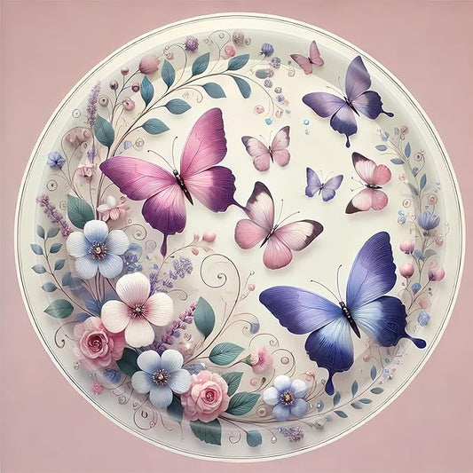 50Pcs Butterfly Plates Butterfly Birthday Party Supplies 7" Pink Purple Butterfly Paper Plates Spring Floral Shower Spring Summer Picnic Wedding Tea Party Vintage butterflyParty Decor