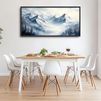 Snow Mountain Large Wall Art Framed Wall Decor for Living Room, Mountains Pictures Oversized Canvas Print Painting Modern Extra Large Framed Artwork for Bedroom Office Home Decor 60"x30"