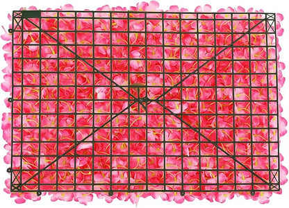 3D Flower Wall Panel, 10pcs Pink Artificial Floral Wall Backdrop, Realistic Silk Flower Backplanes, Roll Up Fake Flower Background for Valentines Wedding Party Photo Arrangement Decor