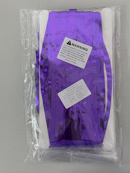TONIFUL 3Pcs Purple Door Streamers,Purple Photo Booth Backdrop,Metallic Streamers Foil Fringe Curtains for Halloween Birthday,Christmas,New Year,St. Patrick's Day Party Decor(9.9ft x 6.6ft)