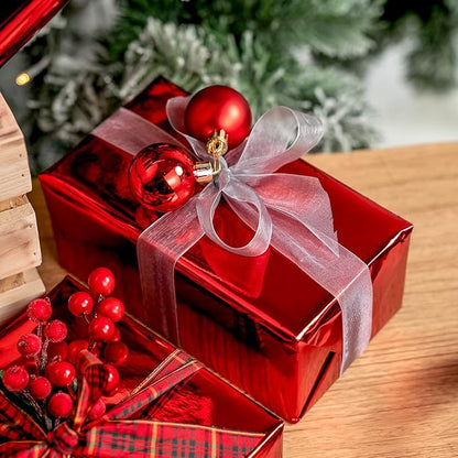 RUSPEPA Red Metallic Wrapping Paper - 81.5 Sq Ft - Solid Color Paper Perfect for Wedding,Birthday,Christmas,Baby Show - 30 inches x 32.8 feet