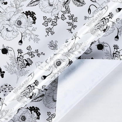 WRAPAHOLIC Floral Wrapping Paper - Mini Roll - 17 Inch X 33 Feet - Pearlized White Vintage Floral Wedding Wrapping Paper for Birthday, Bridal Shower, Baby Shower