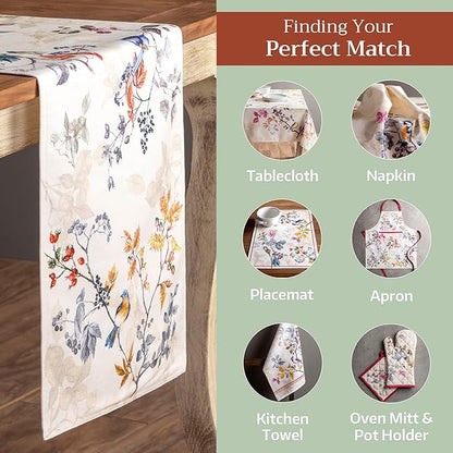 Maison d' Hermine Table Runner 100% Cotton Double Layer Table Runners 108 inches Long for Thanksgiving Christmas Decorations Home Kitchen Dining Party Wedding (Equinoxe - Beige, 14.5" x 108")