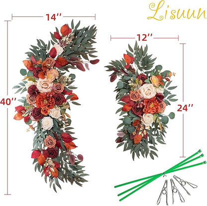 Wedding Arch Flowers, Artificial Flowers for Decoration, Large Flower Swag for Boho Styles Wedding Ceremony Floral Decor - Pack of 2